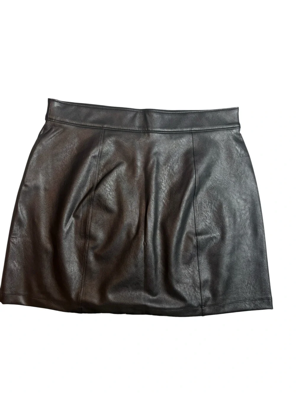NEW SPANX Faux Leather Mini Skirt Attached Shorts Large Minimalist Sleek Chic